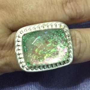 Australian Triplet Opal Sterling Silver Ring 7.75